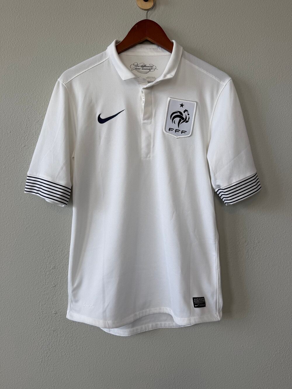 Nike France FFF 2012 Away Authentic Dri Fit Soccer Polo Jersey Men’s S Euro